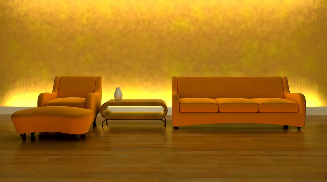 Build a Foundation with Neutral Colors Gray walls with yellow cushions.